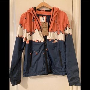 New Mazine Zip Up Hoodie Light Jacket. Baton Jacket Orange - Navy Size Large